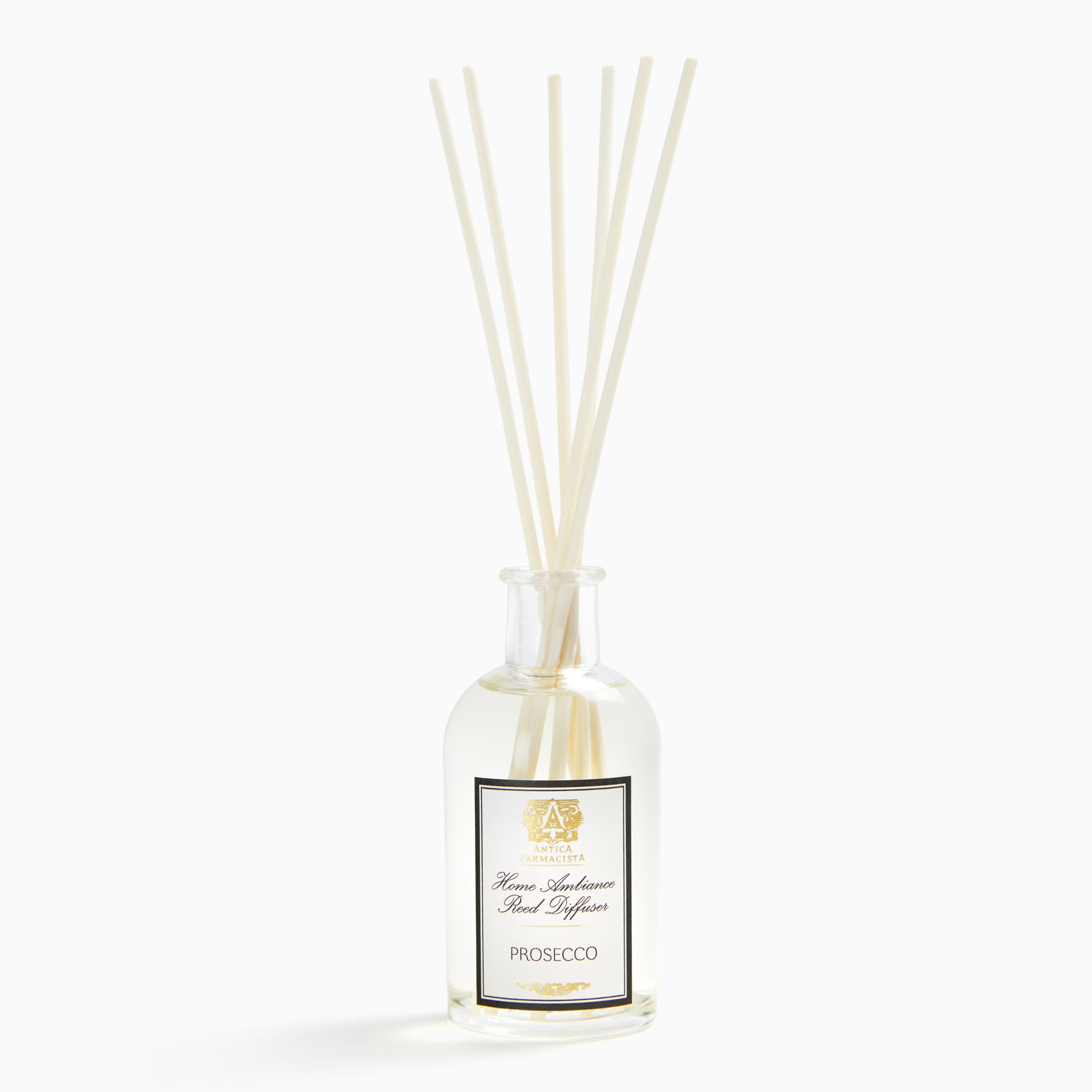 Difusor Antica Farmacista Prosecco en frasco, aroma suave y duradero para salones.