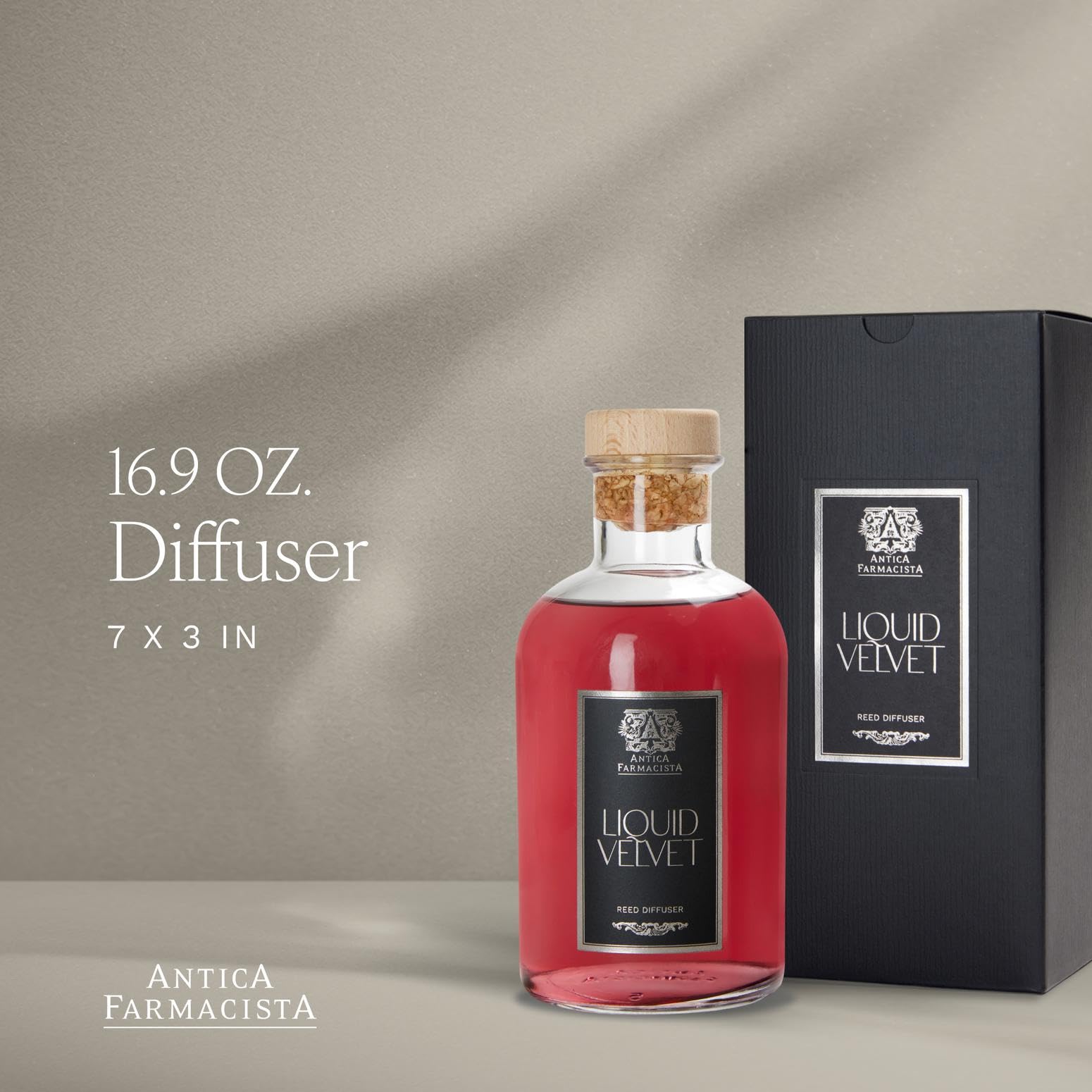 Antica Farmacista difusor vidrio elegante, aroma sutil y duradero para salas.