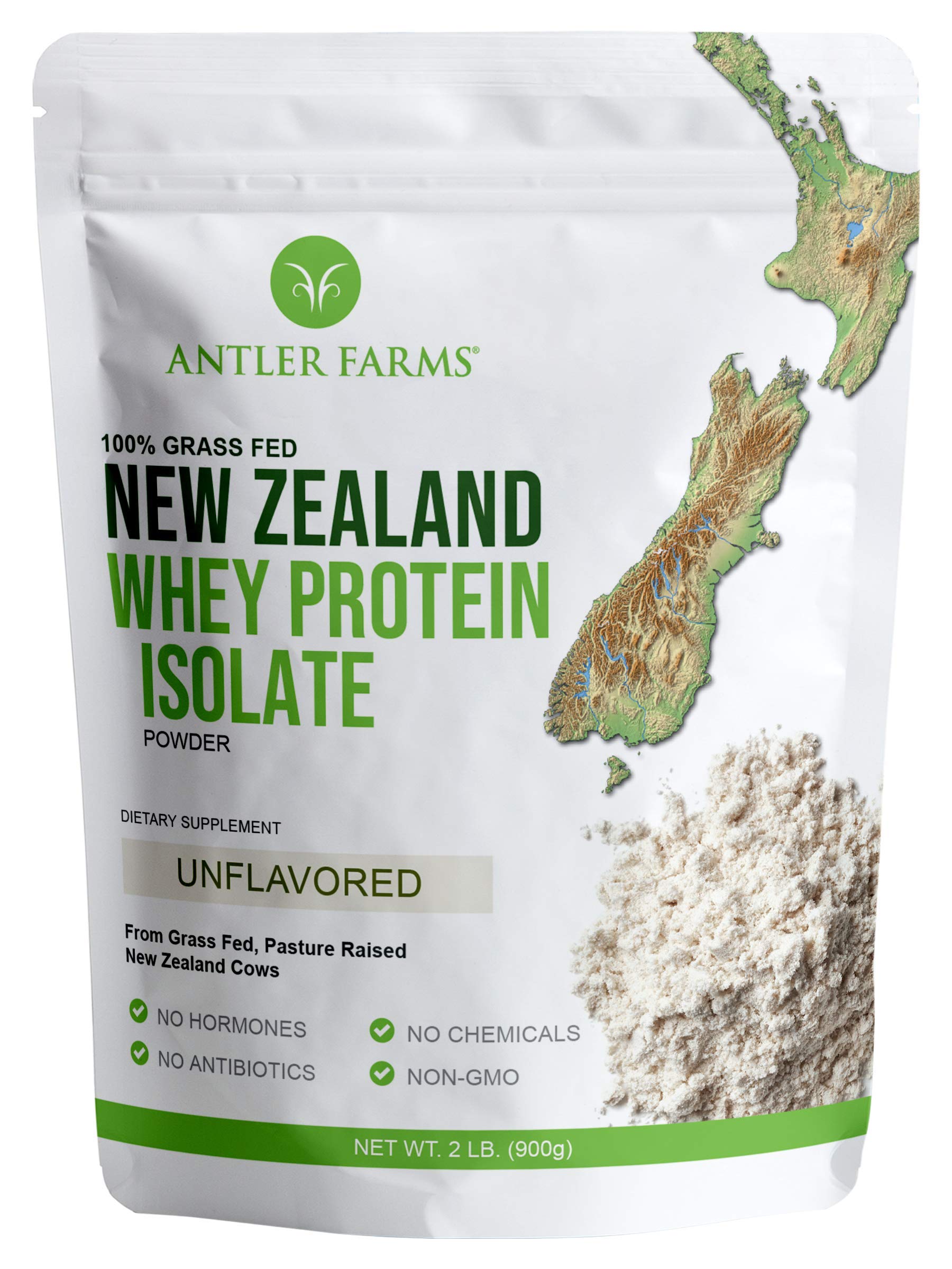 Antler Farms pote de proteína de suero aislada sin sabor, perfecto para batidos.