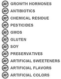 Antler Farms etiqueta clara: información de producto y pureza sin aditivos.