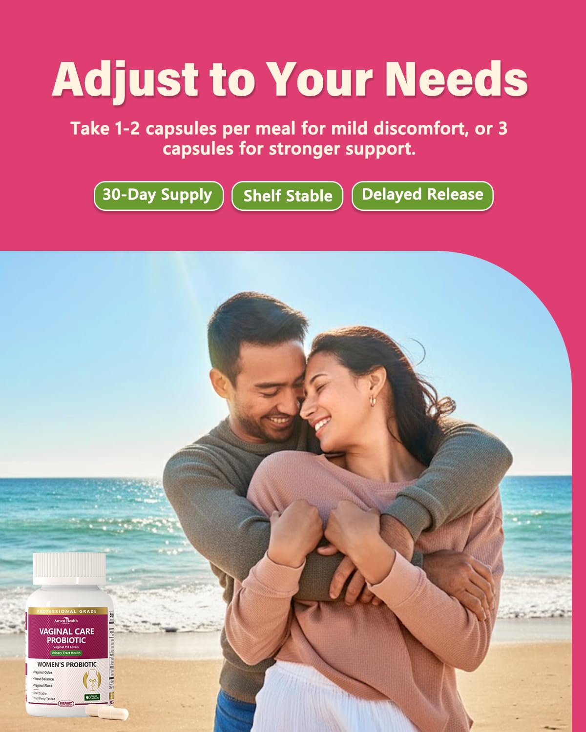Empaque de 90 cápsulas de Anven Health para uso diario.