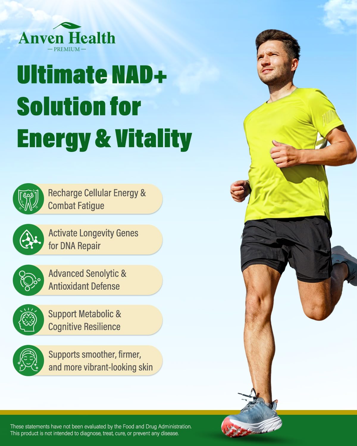 Anven Health Liposomal NAD+ Plus estuche elegante que destaca la calidad del suplemento
