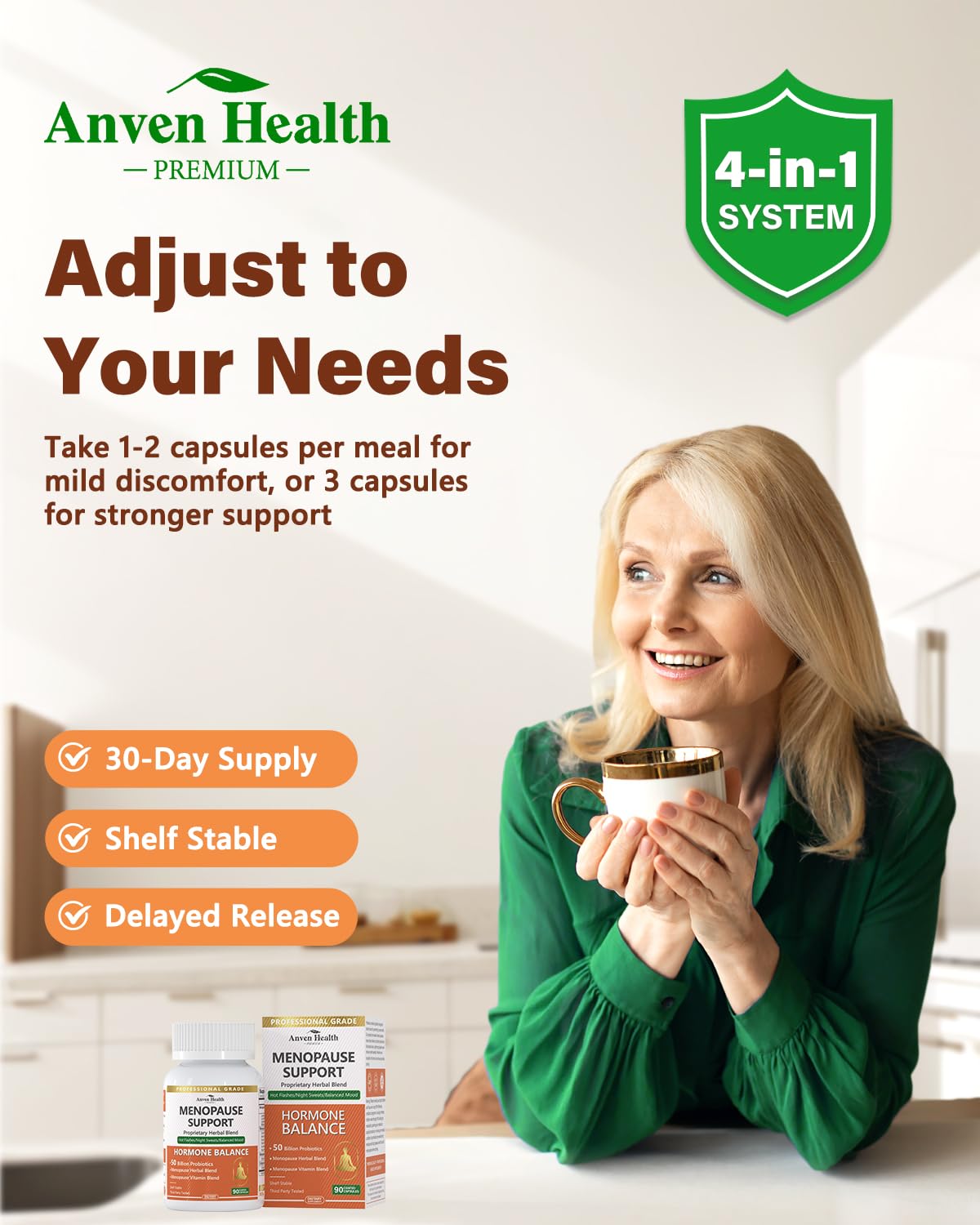 Anven Health Menopausia: alivio de sudores nocturnos para dormir mejor.