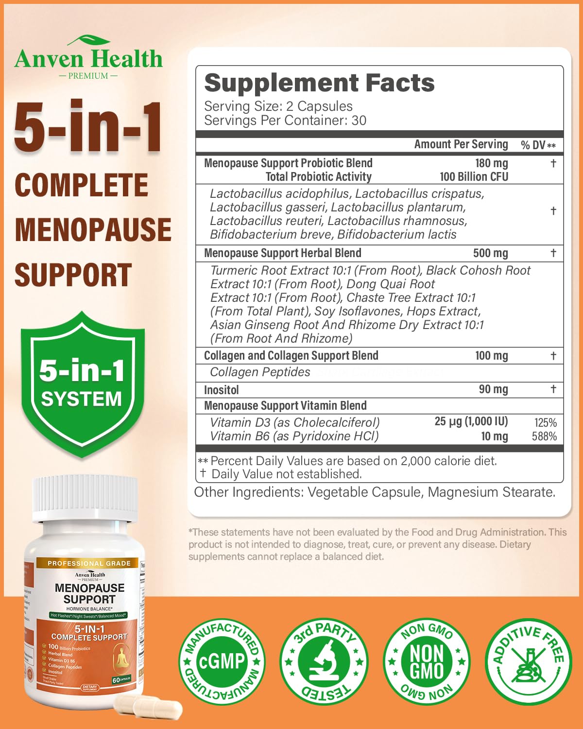 Anven Health Menopausia: colágeno para piel hidratada y movilidad articular.