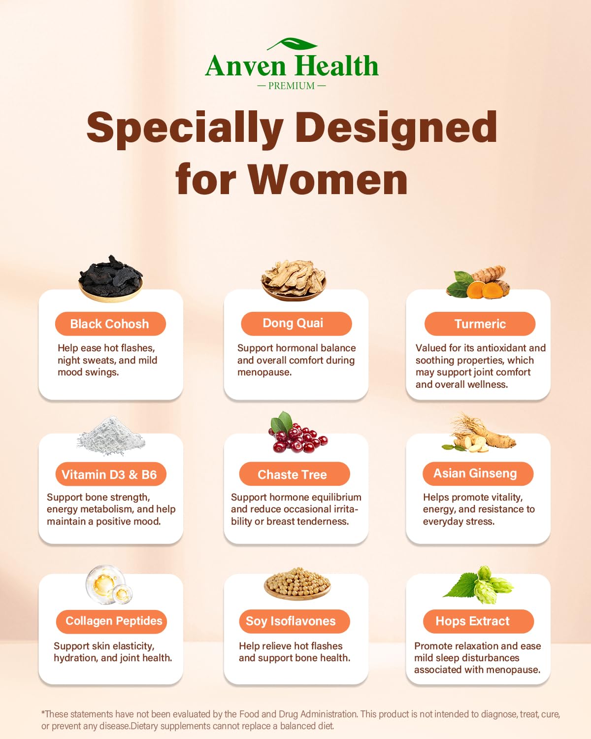 Anven Health Menopausia: probióticos de 8 cepas para digestión y hinchazón.