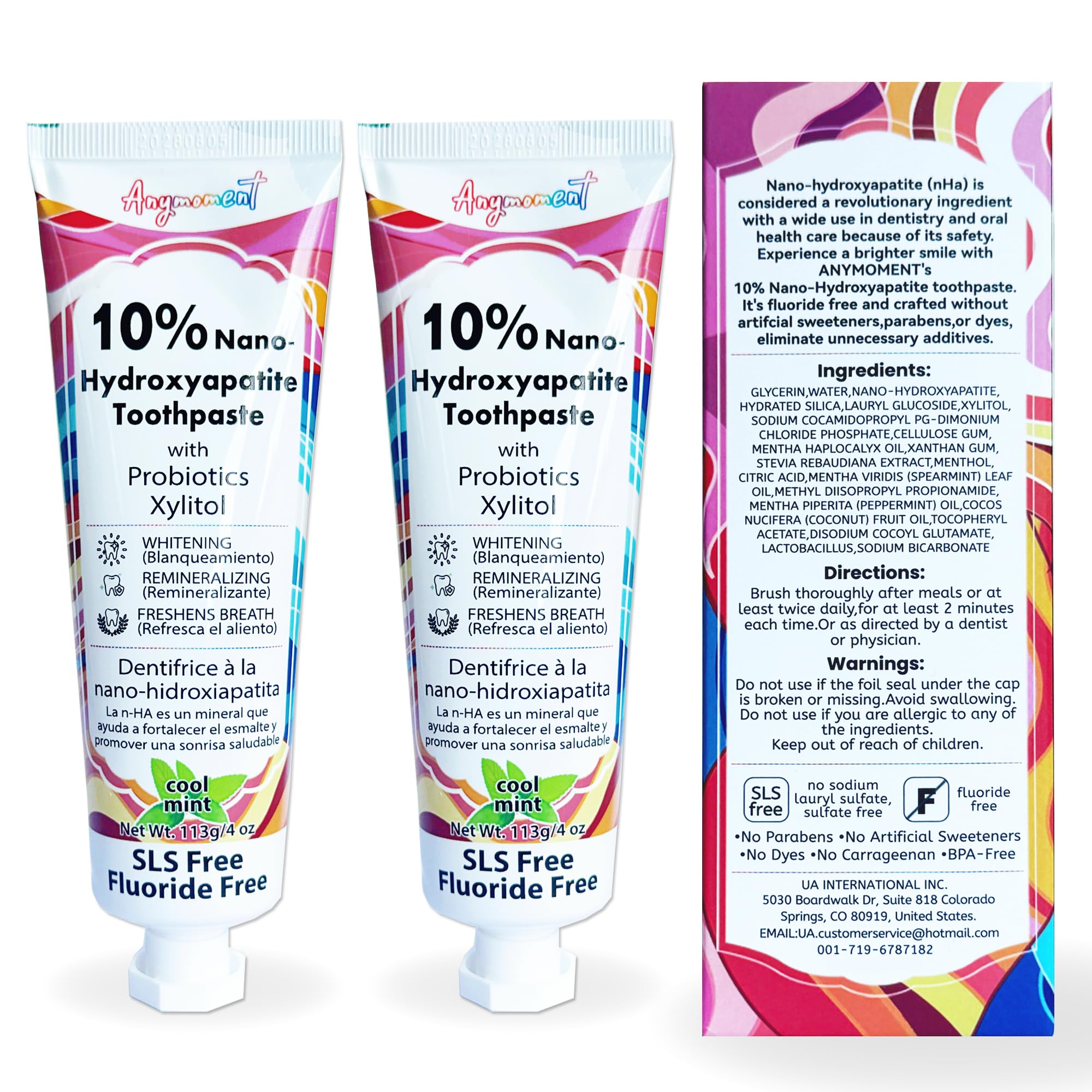 Anymoment pasta dental nano hidroxiapatita 10% en tubo para remineralización del esmalte
