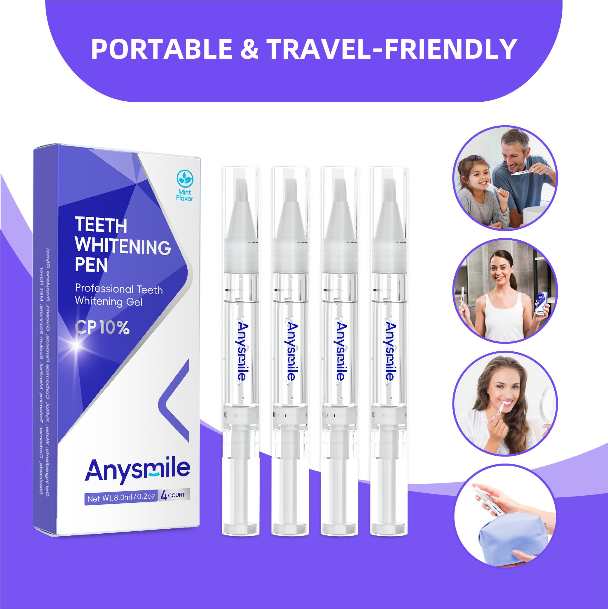 Anysmile estuche con cuatro bolígrafos de gel blanqueador para varias sesiones
