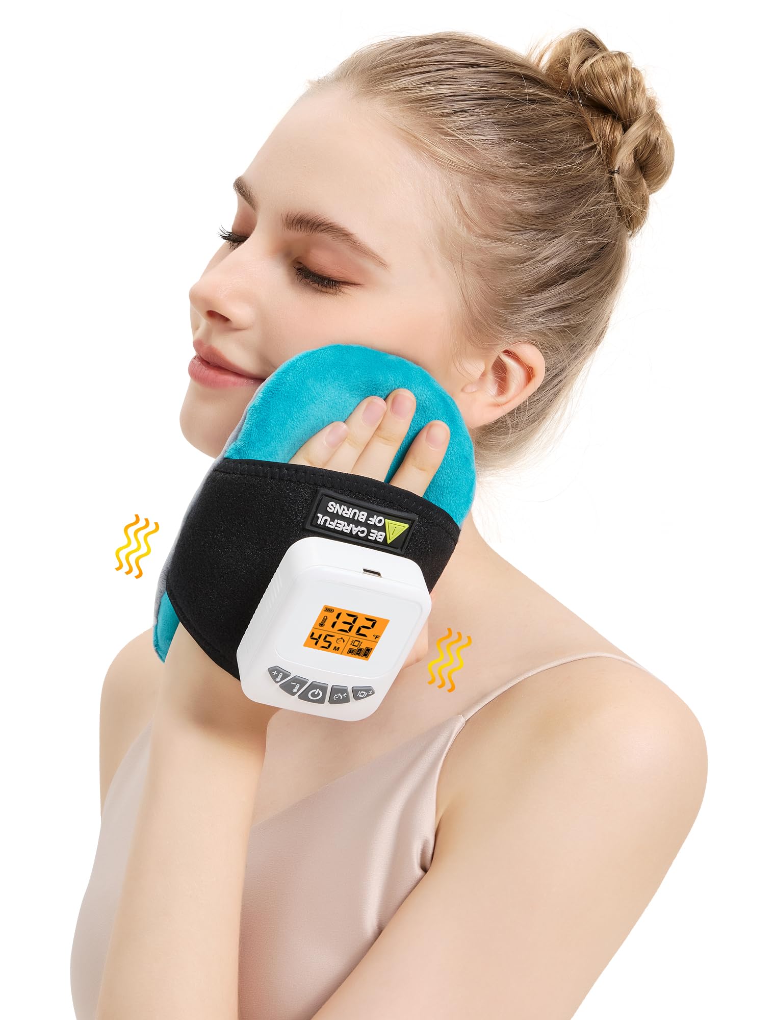 AOBOCO almohadilla de calor inalámbrica para mandíbula y cuello, relaja músculos tensionados.