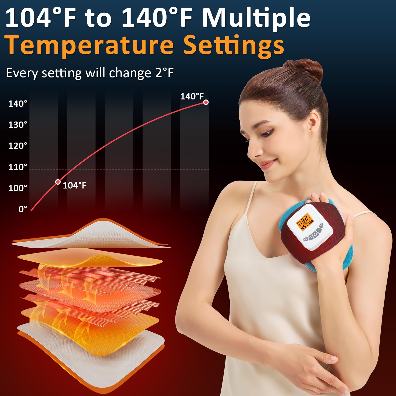 Almohadilla AOKESTE en mano para masaje y calor terapéutico.