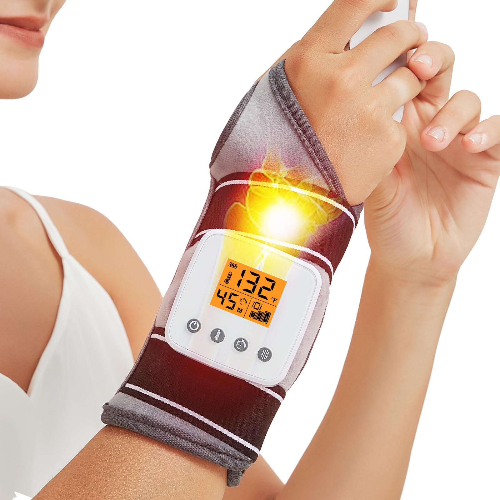 La pulsera AOKESTE ofrece calor suave para la muñeca durante jornadas largas.