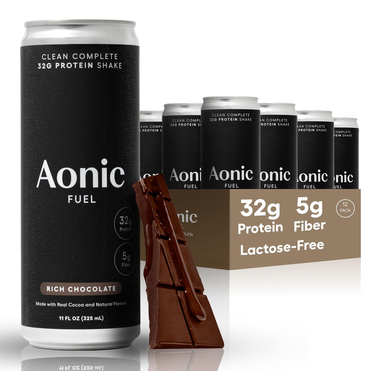 Aonic Fuel proteina 32 g con cacao real para energía diaria.