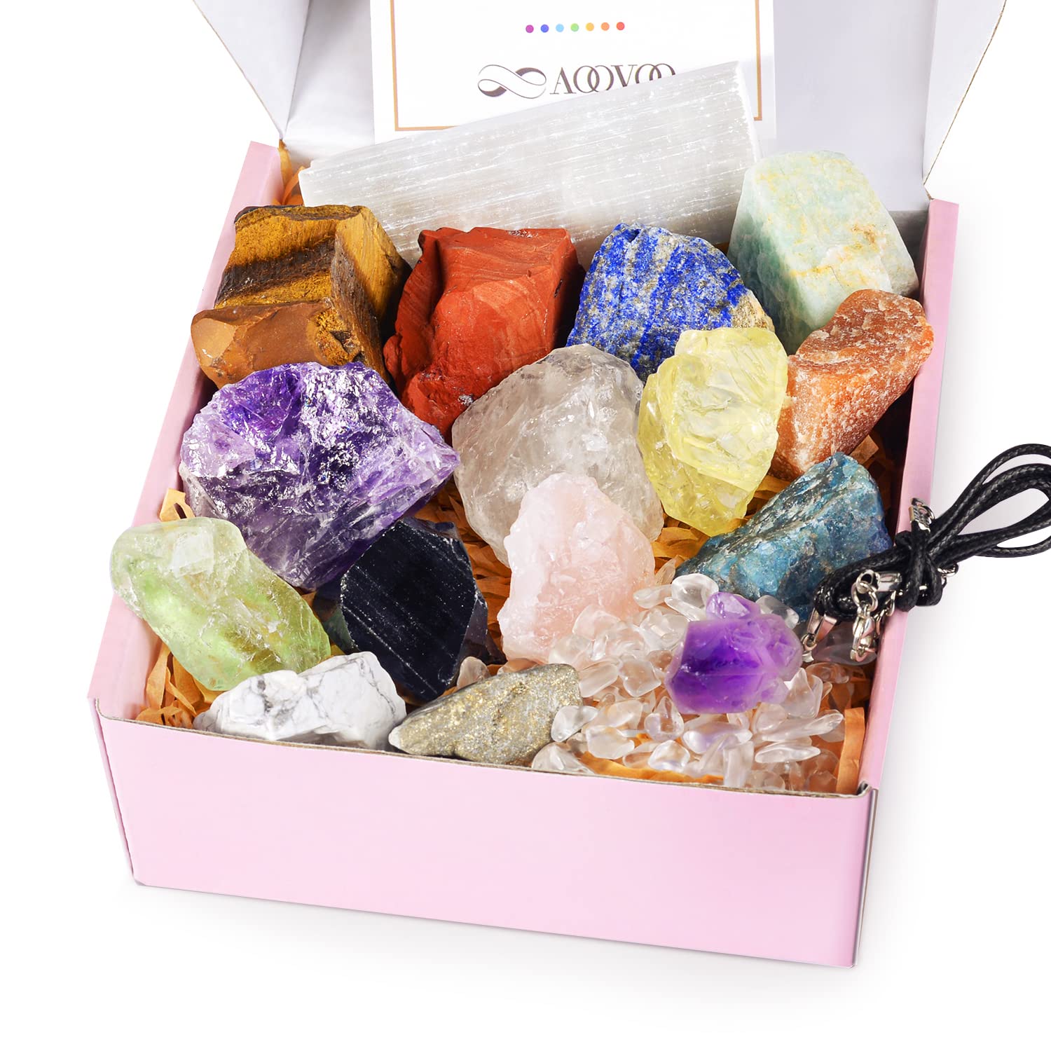 AOOVOO Piedras crudas chakra set para equilibrio y meditación.