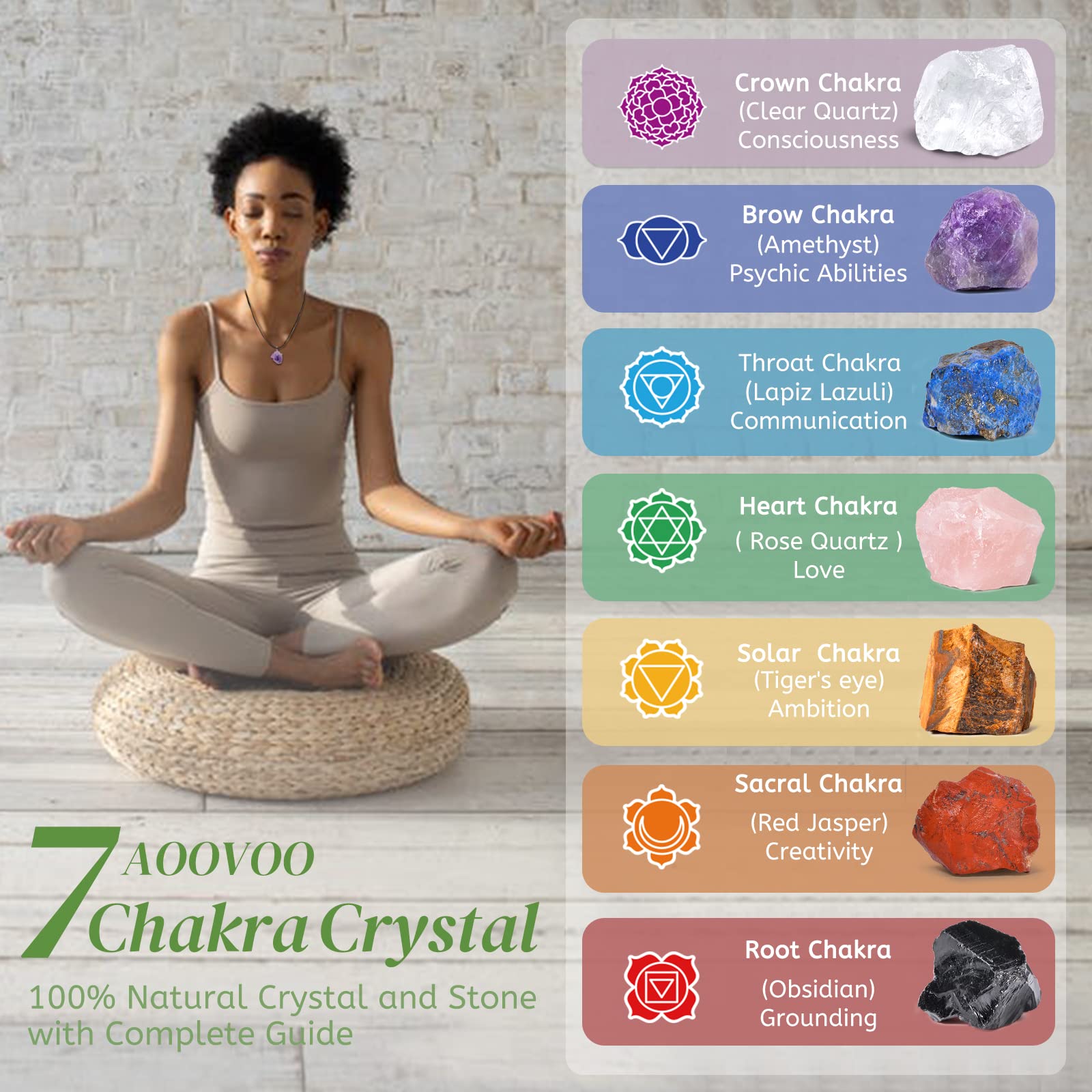 AOOVOO Piedras crudas y pulidas para sanación y práctica.