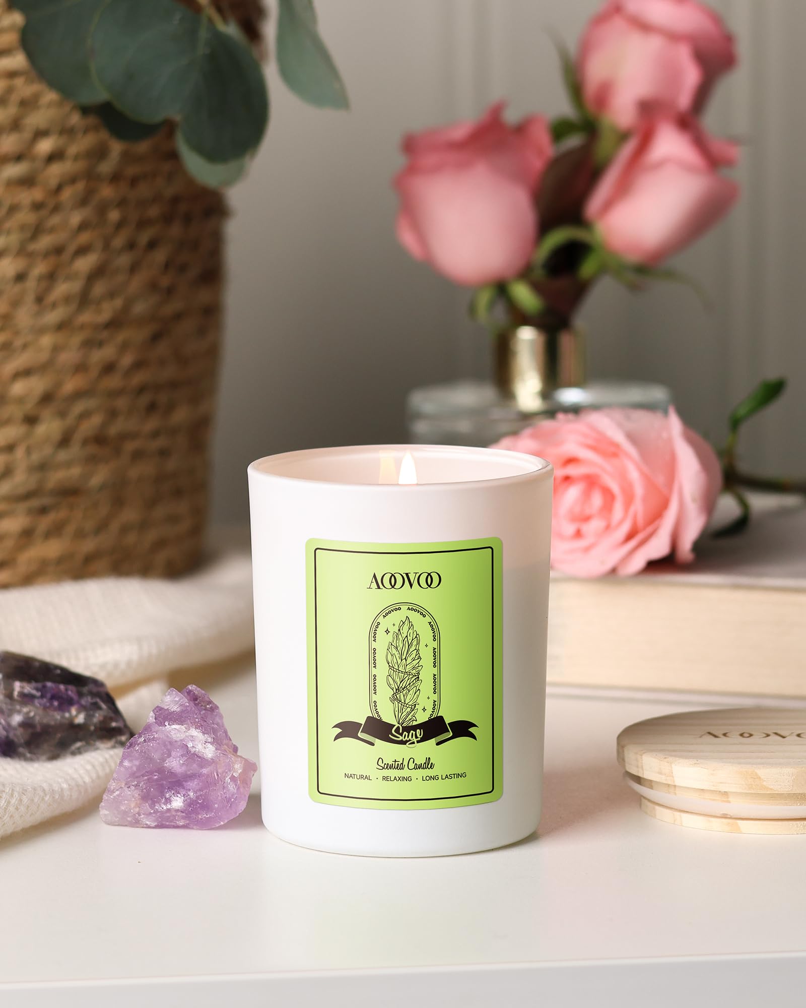 Vela AOOVOO salvia para regalo elegante y significativo.