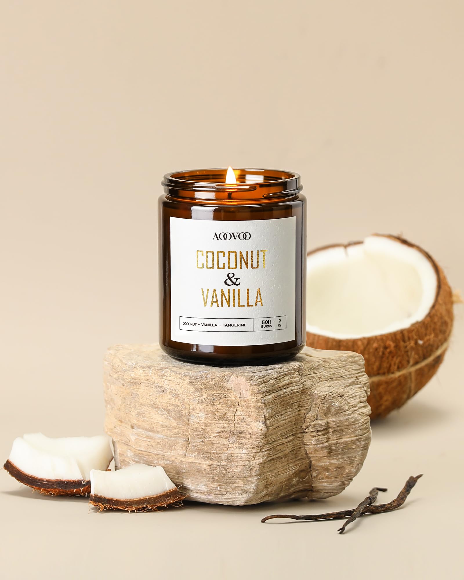 AOOVOO vela vainilla-tonka coco con fragancia duradera para sala