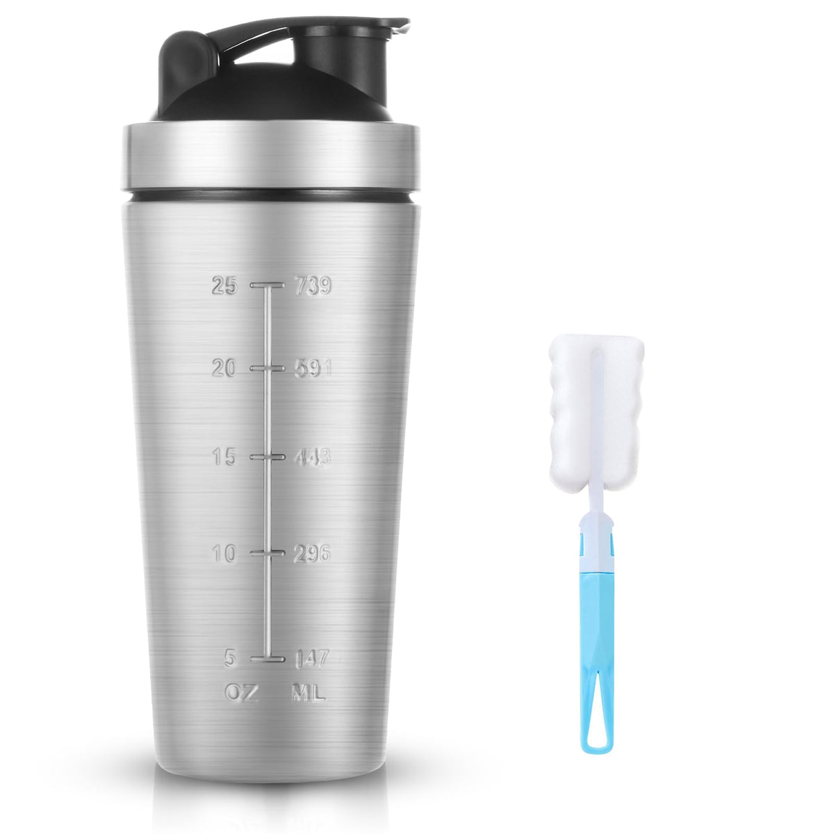 AOOWU botella mezcladora de acero inoxidable 900 ml para batidos sin grumos