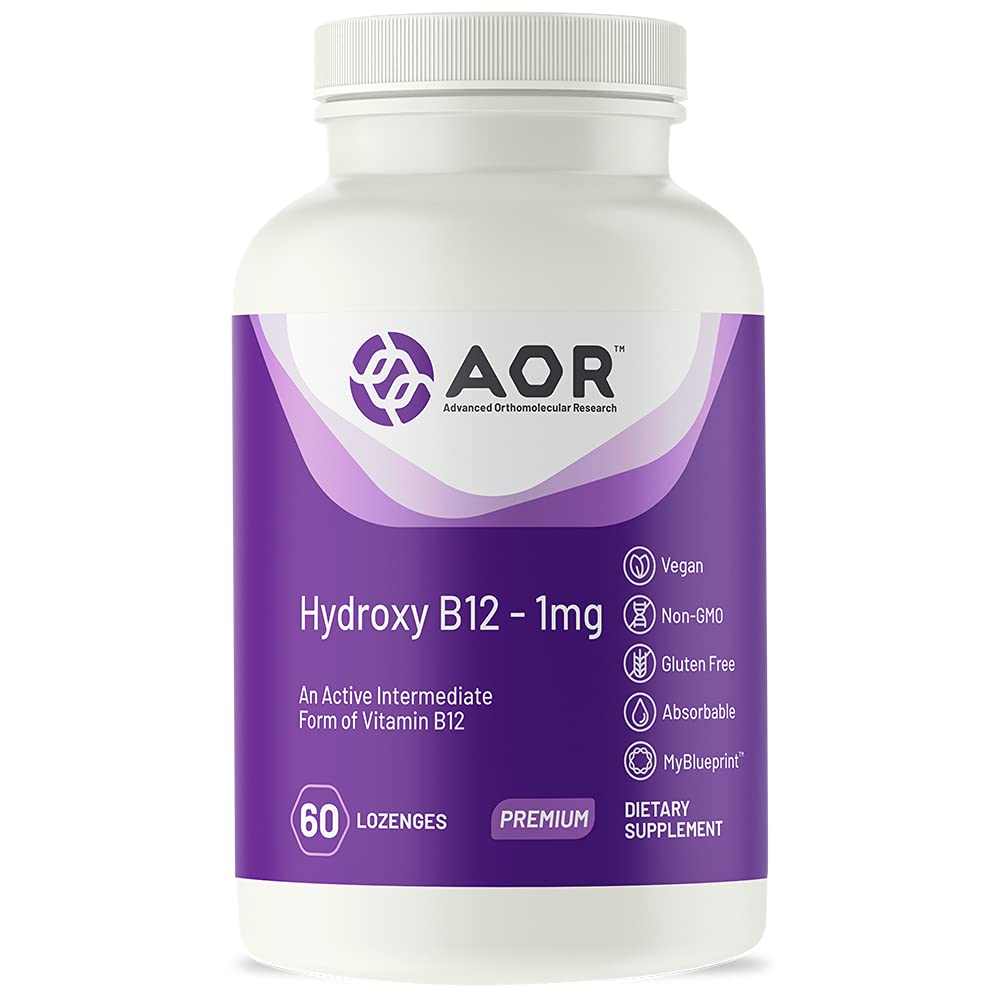 AOR Hydroxy B12 1000mcg, botella, vitalidad sostenida para el día