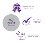 AOR Mag Malate Renew cápsulas fáciles de tomar para uso diario.