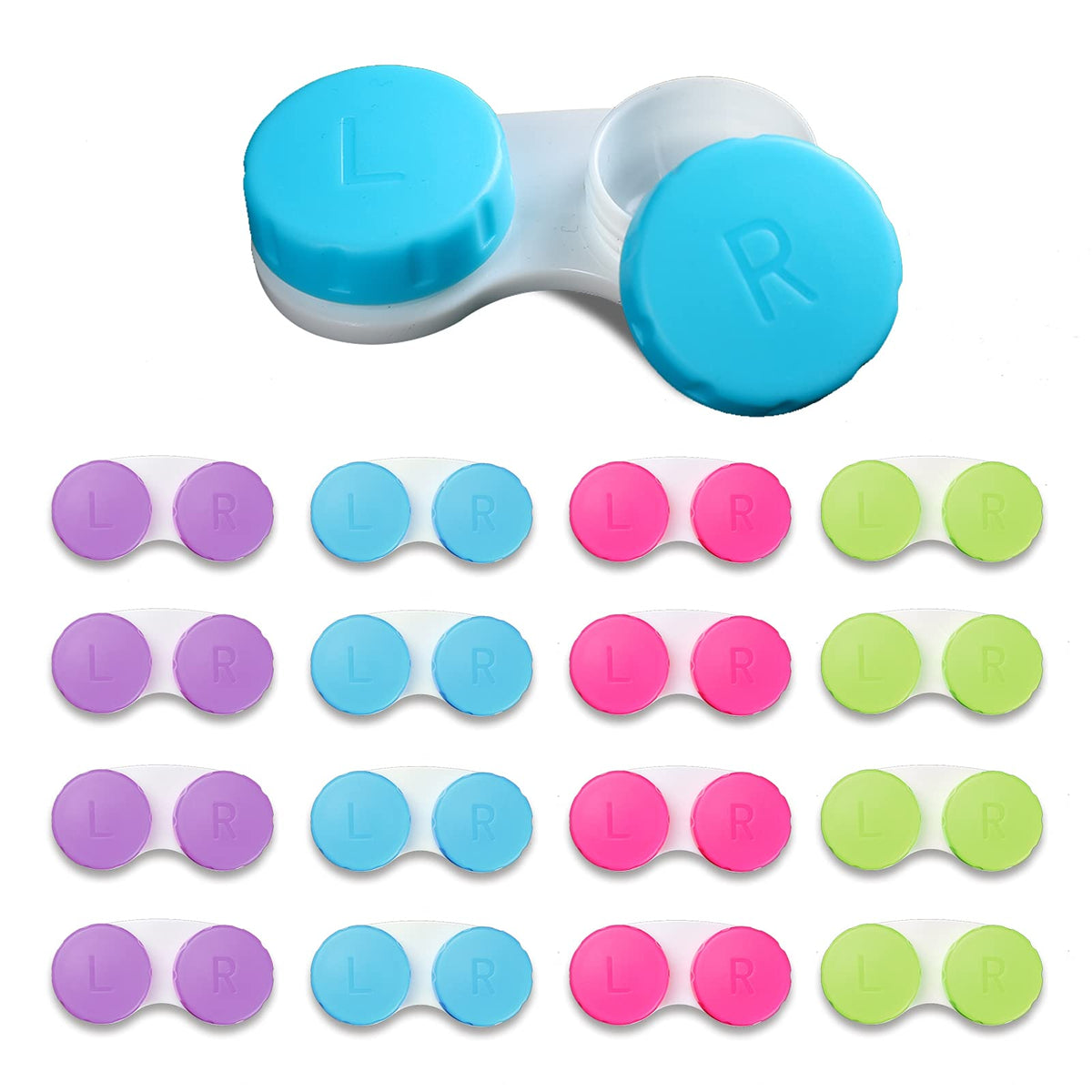 Estuche de lentes de contacto Aoutrow 16-pack con colores vivos, práctico para el día a día.