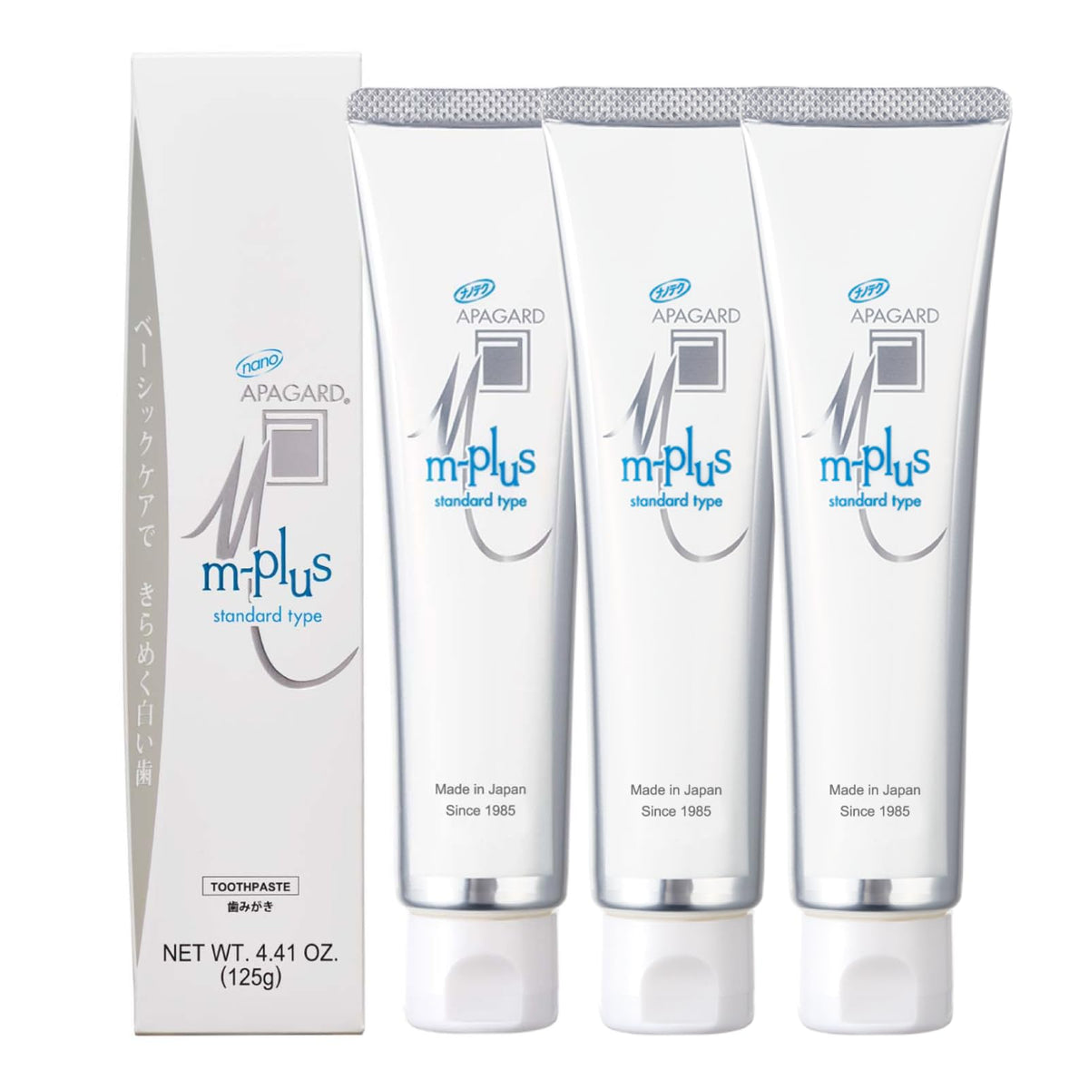 APAGARD M-Plus con nano-hidroxiapatita para blancura natural y cuidado bucal.