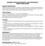 APAGARD Royal pasta dental, etiqueta frontal, confianza diaria.