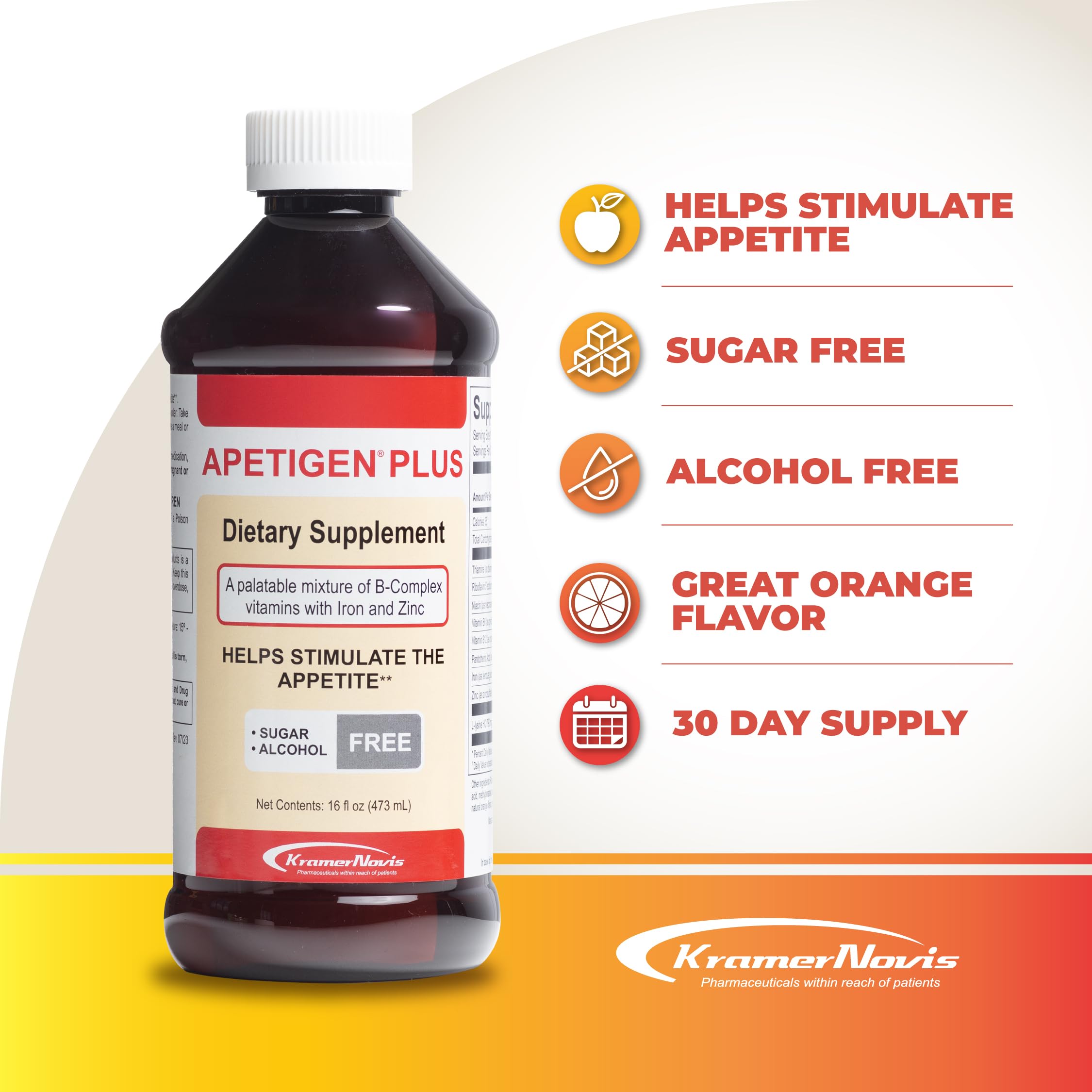 Apetigen-Plus etiqueta de ingredientes, muestra vitaminas y minerales.