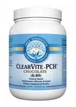 Clearvite-PCH de Apex Energetics, envase con batido de chocolate para apoyo metabólico.