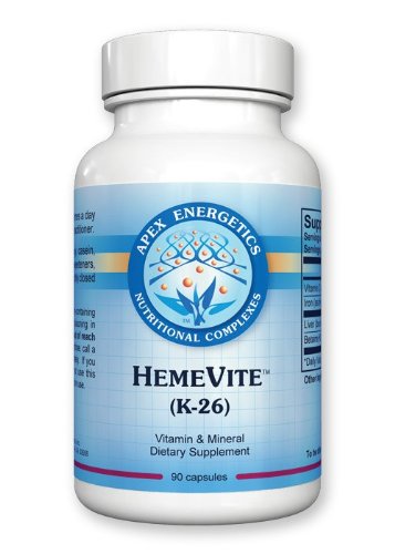 Apex Energetics HemeVite K-26, imagen de frasco: apoyo de energía diaria