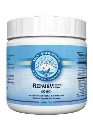 Apex Energetics K-60 REPAIRVITE, bote-frontal, ideal para complementar la rutina diaria.