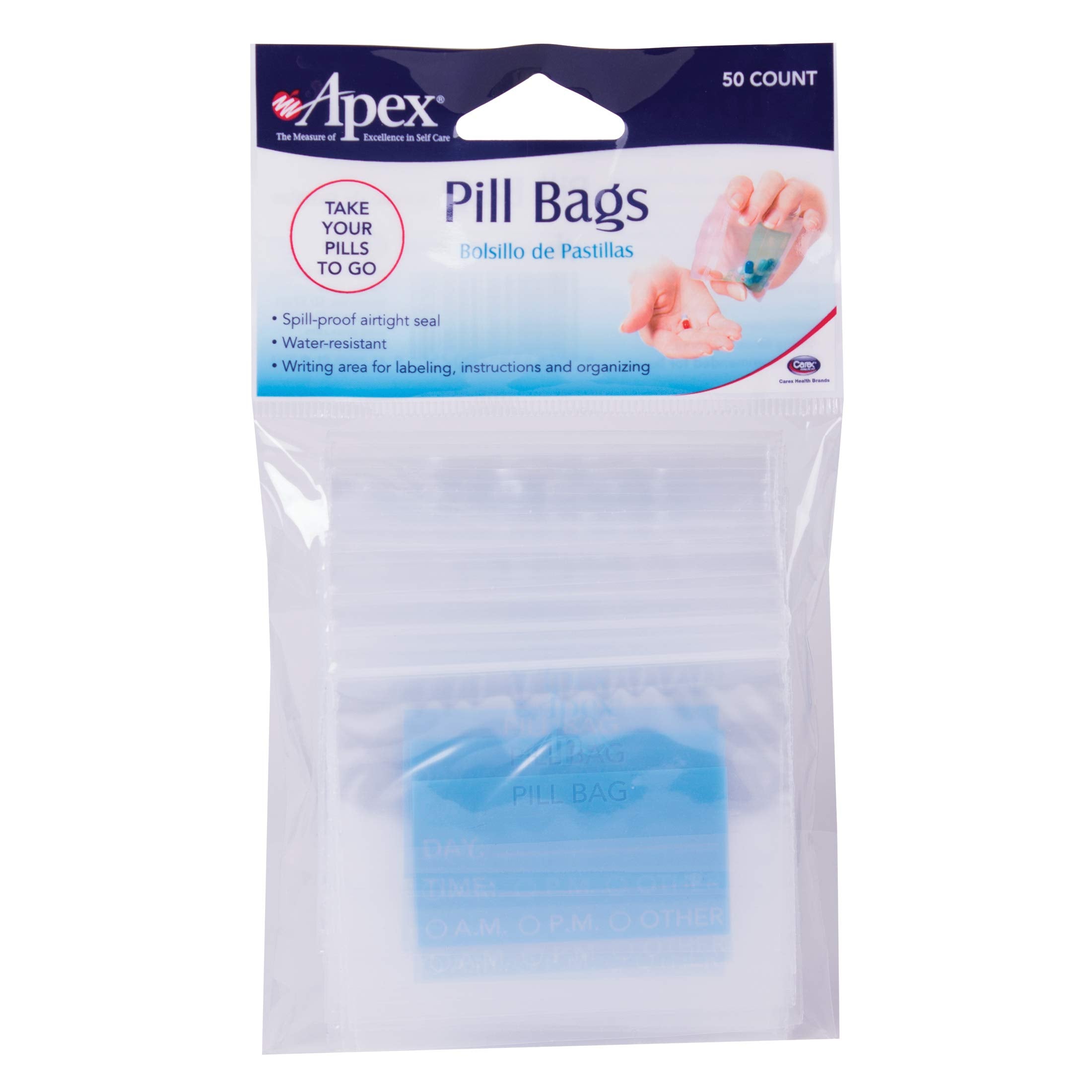 Apex Pill Bags con sello hermético para evitar derrames durante viajes