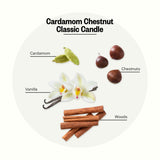 APOTHEKE Cardamom Chestnut Candle – 10.5 oz, Soy Wax, Non-Toxic, Blue Jar