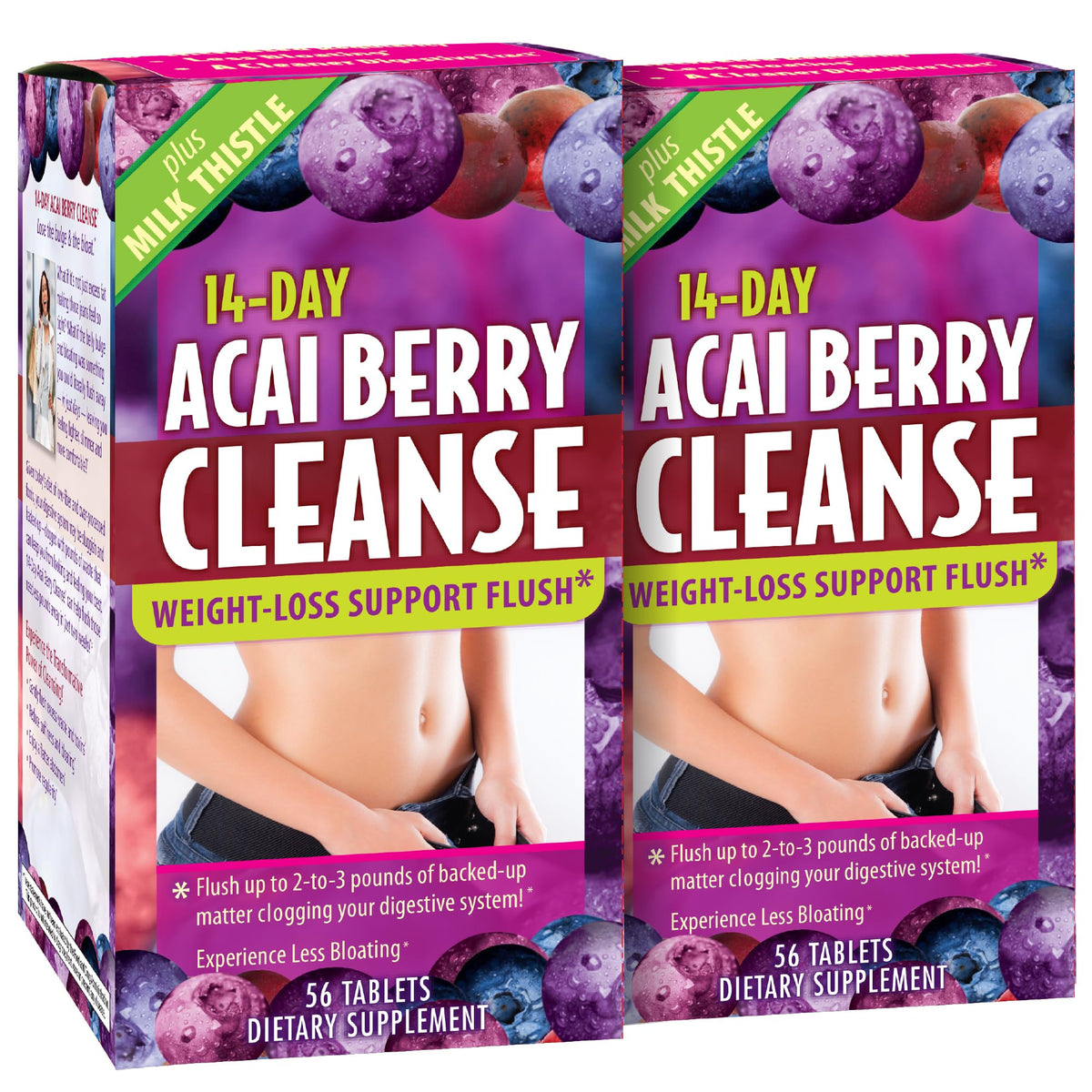 Botella de Applied Nutrition Acai Cleanse para apoyo digestivo suave