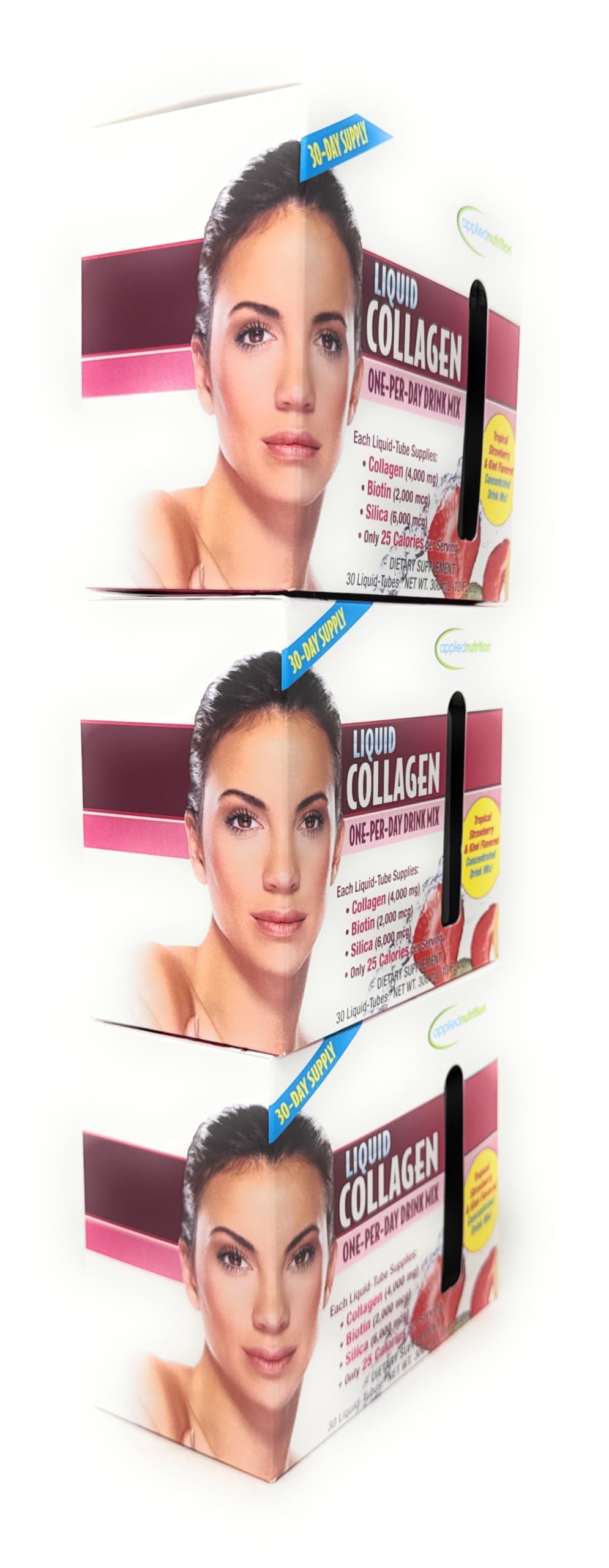 Applied Nutrition Colágeno líquido etiqueta clara para revisión rápida.
