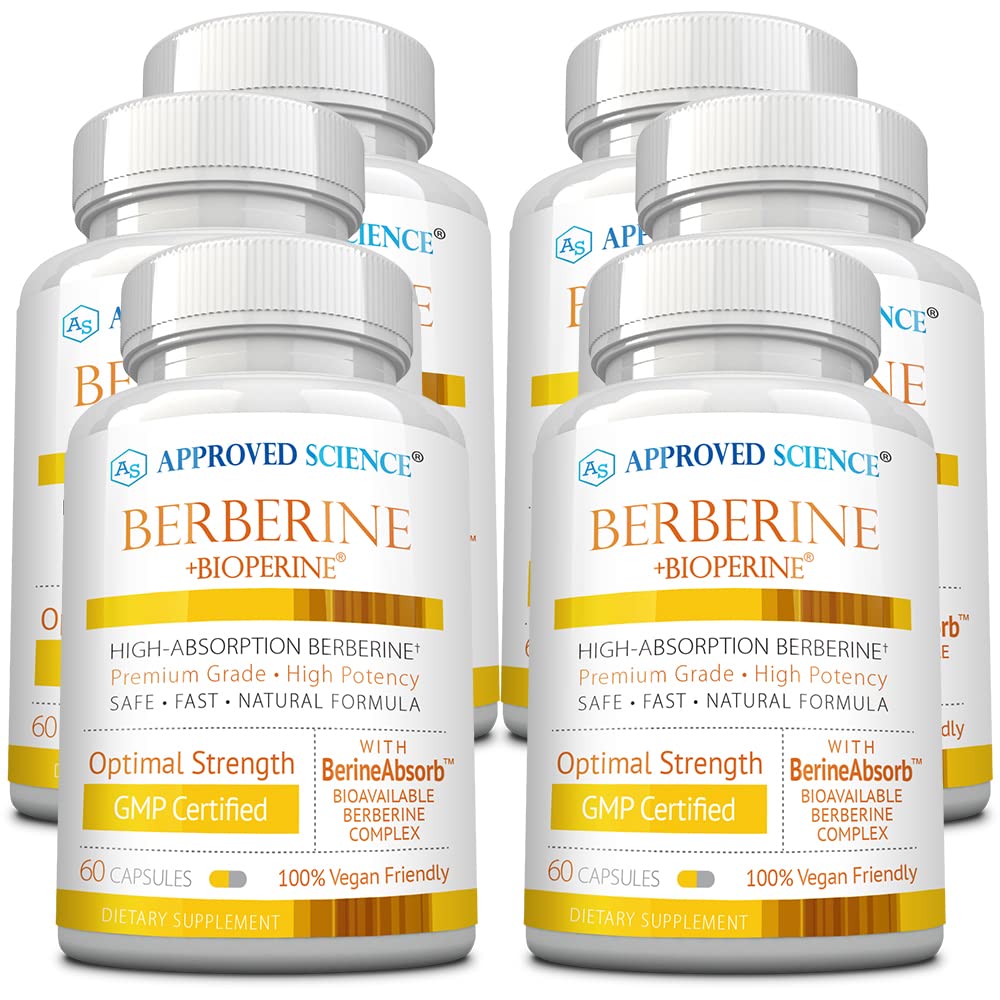 Approved Science Berberina 1000mg, botella, alta absorción gracias a BioPerine.