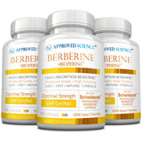 Approved Science Berberine 1000mg, cápsulas de alta absorción con BioPerine para veganos.