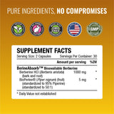 BioPerine incluido en Approved Science Berberine 1000mg mejora la absorción durante la toma.