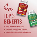 Etiqueta frontal de Approved Science Fruits & Veggies con información detallada