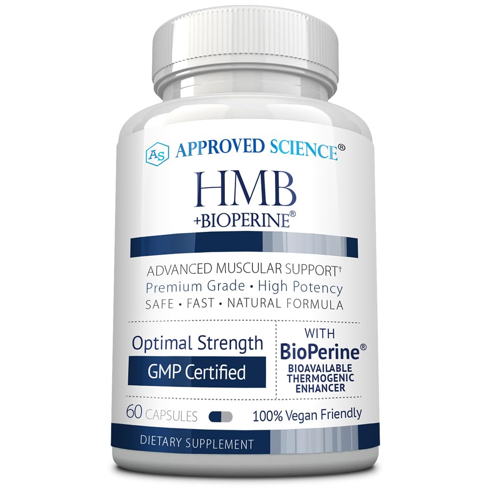 Approved Science HMB 1500mg en botella, apoyo potencial para la salud muscular durante el entrenamiento.
