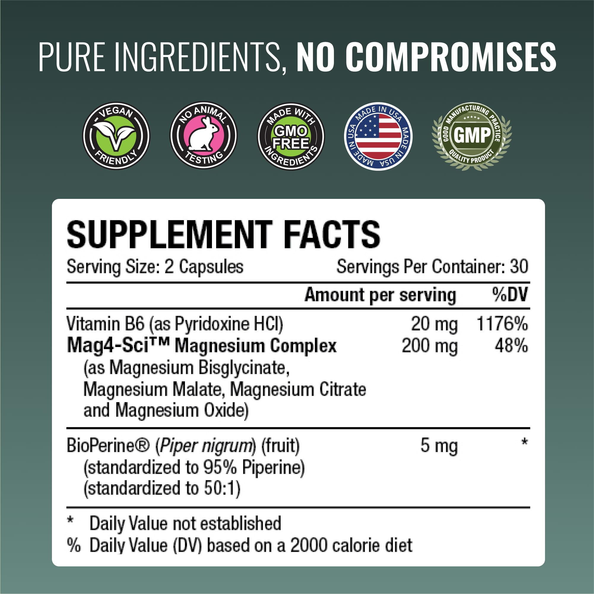 Approved Science Magnesium Complex — caja abierta para ver el empaque y cápsulas.