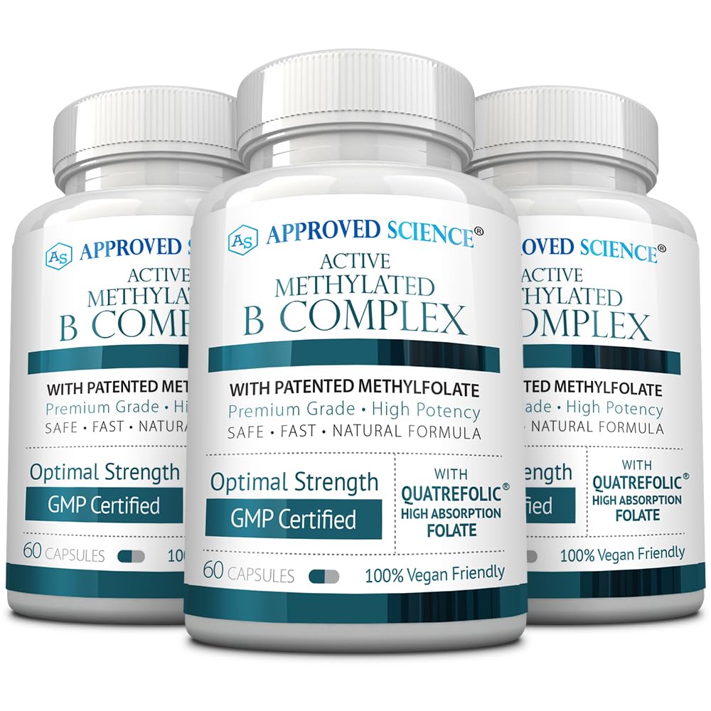 Approved Science Methylated B Complex: cápsulas frente, posible apoyo a la energía diaria.