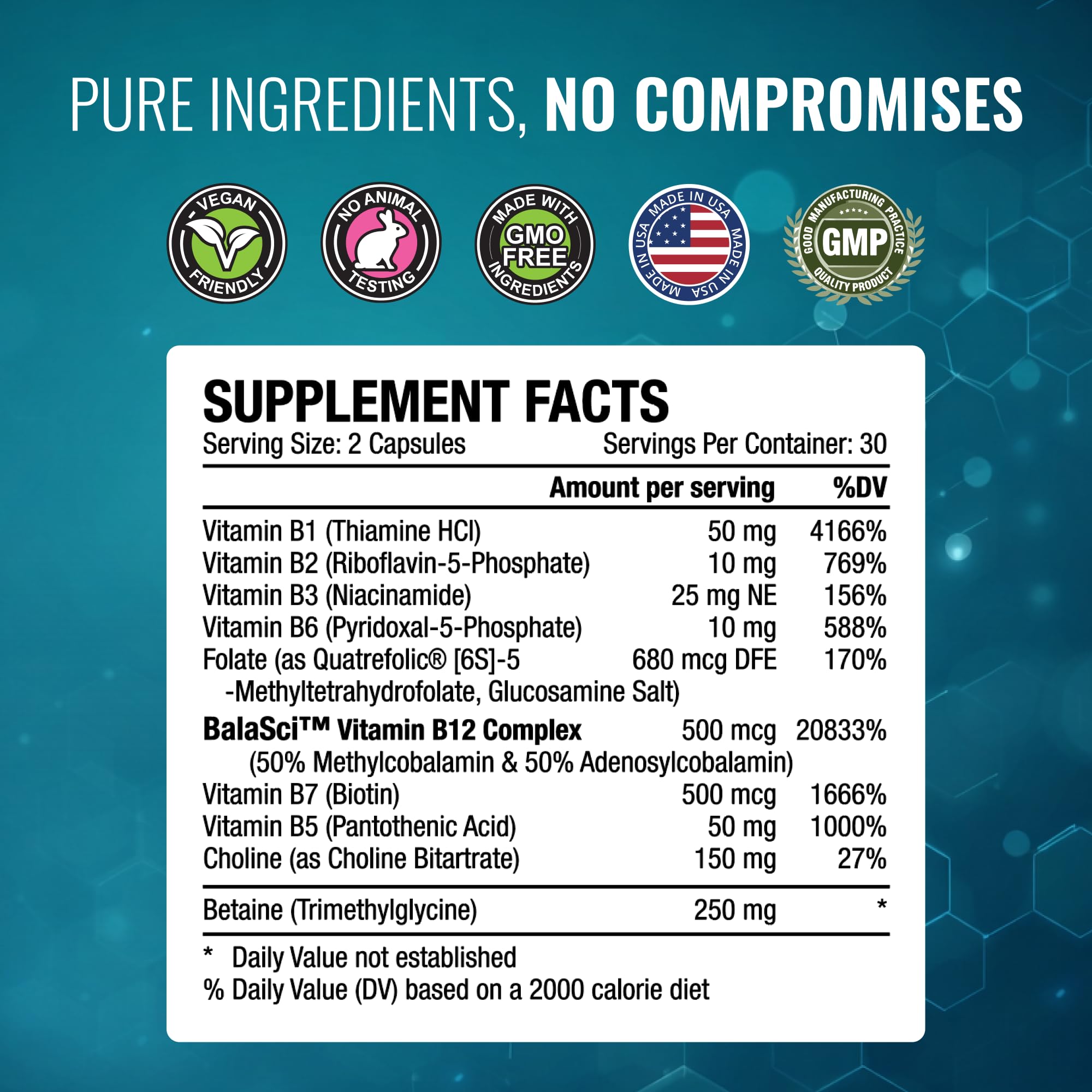 Approved Science Methylated B Complex: empaque de caja y calidad estadounidense.