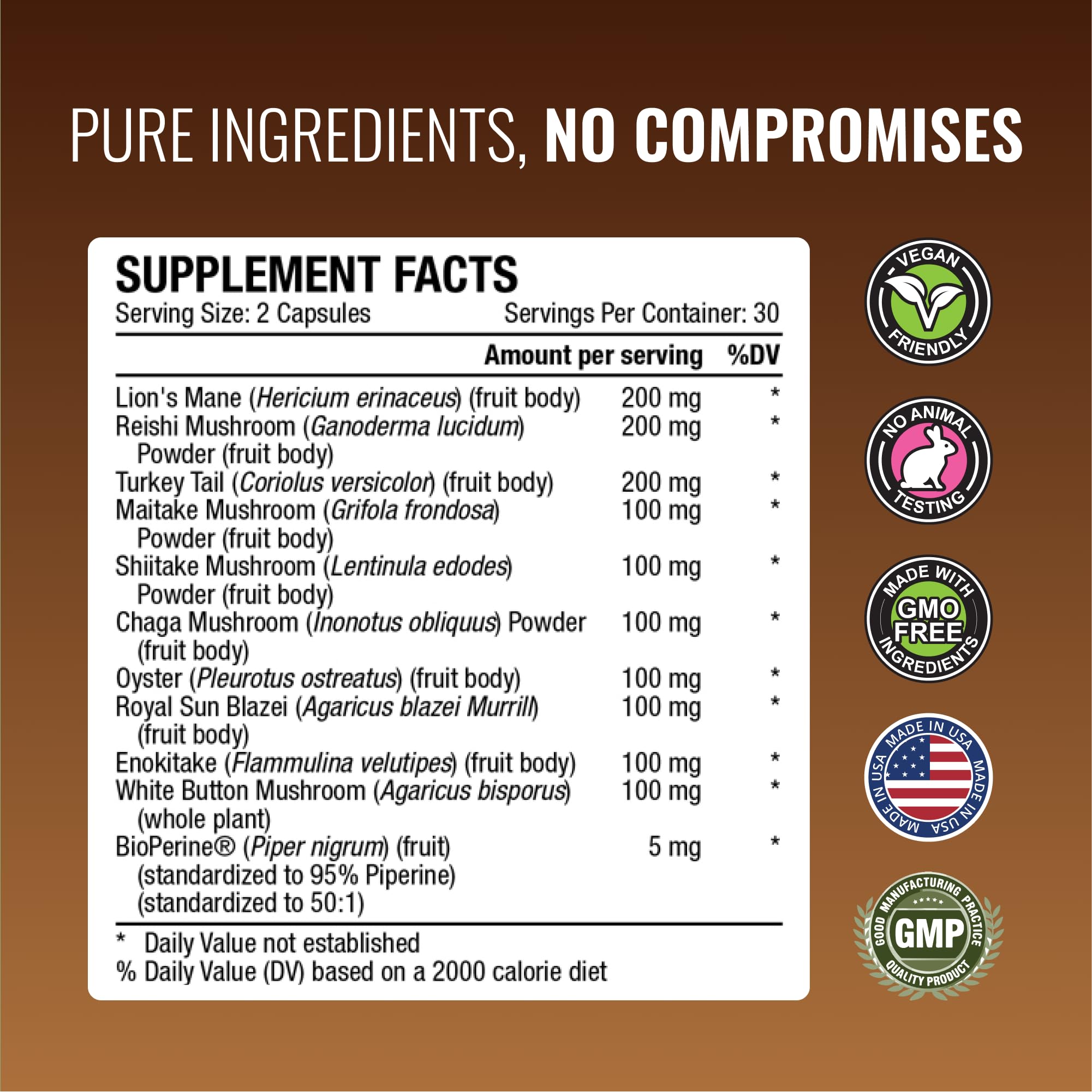Approved Science Mushroom Complex, absorción rápida gracias a Bioperine.