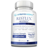 Approved Science Restlex cápsulas visibles, posible apoyo para relajación nocturna.