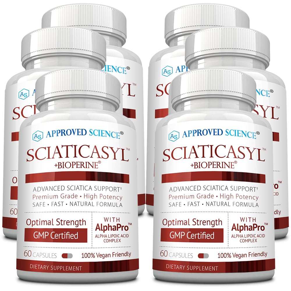 Approved Science Sciaticasyl en botella, apoyo diario para la comodidad nerviosa