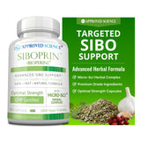 Approved Science Siboprin: frasco de cápsulas para apoyar el equilibrio intestinal.