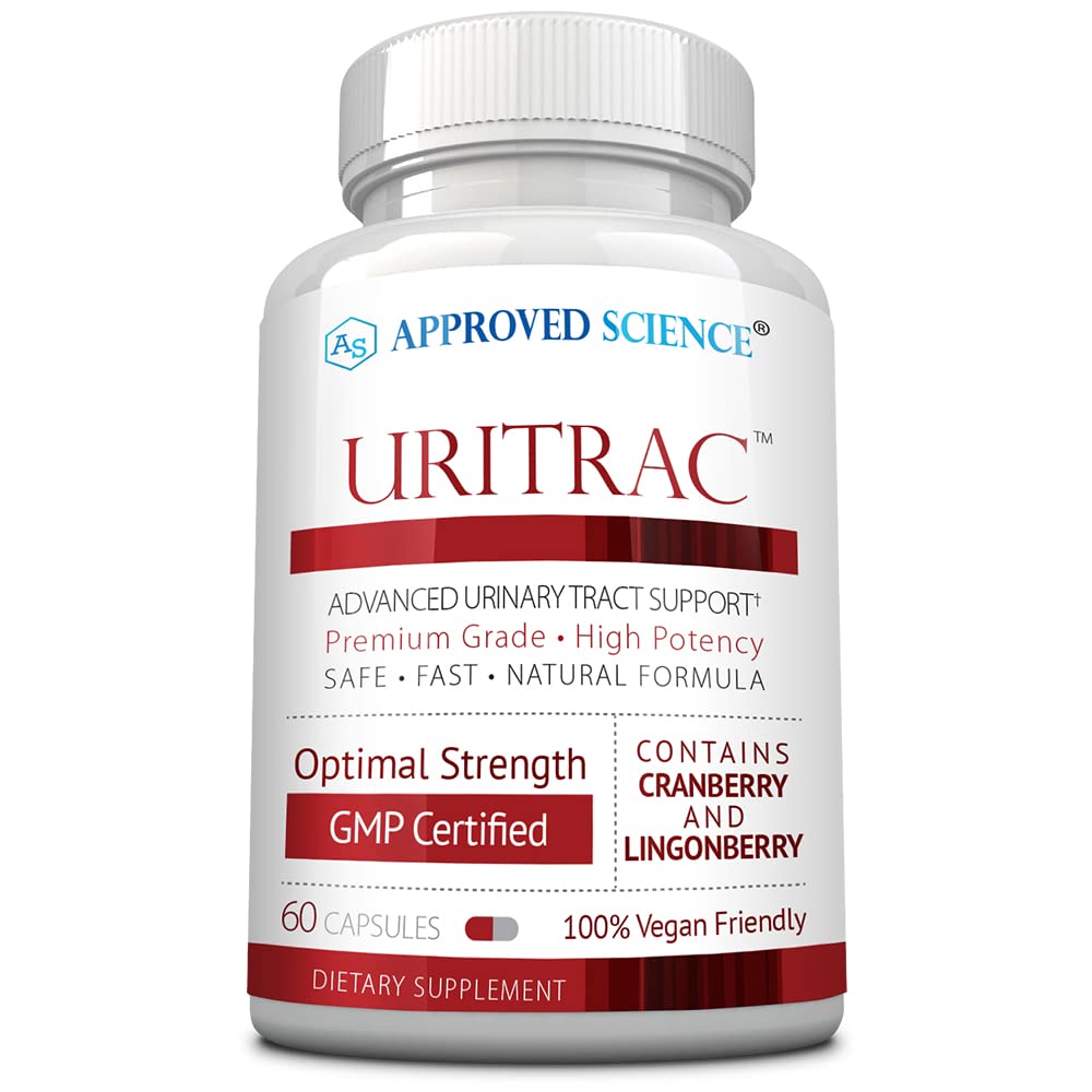 Approved Science Uritrac botella visible, uso diario para bienestar.