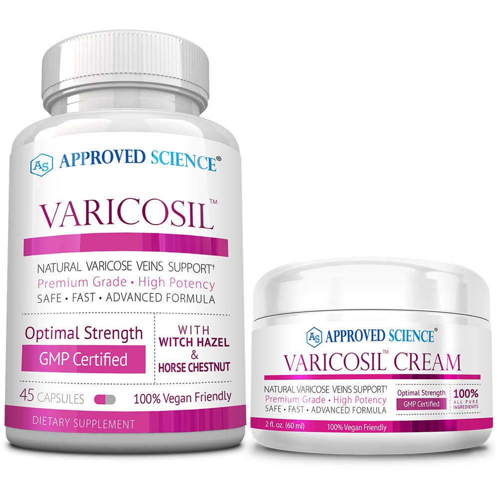 Approved Science Varicosil: botella de cápsulas para apoyo diario de la circulación.