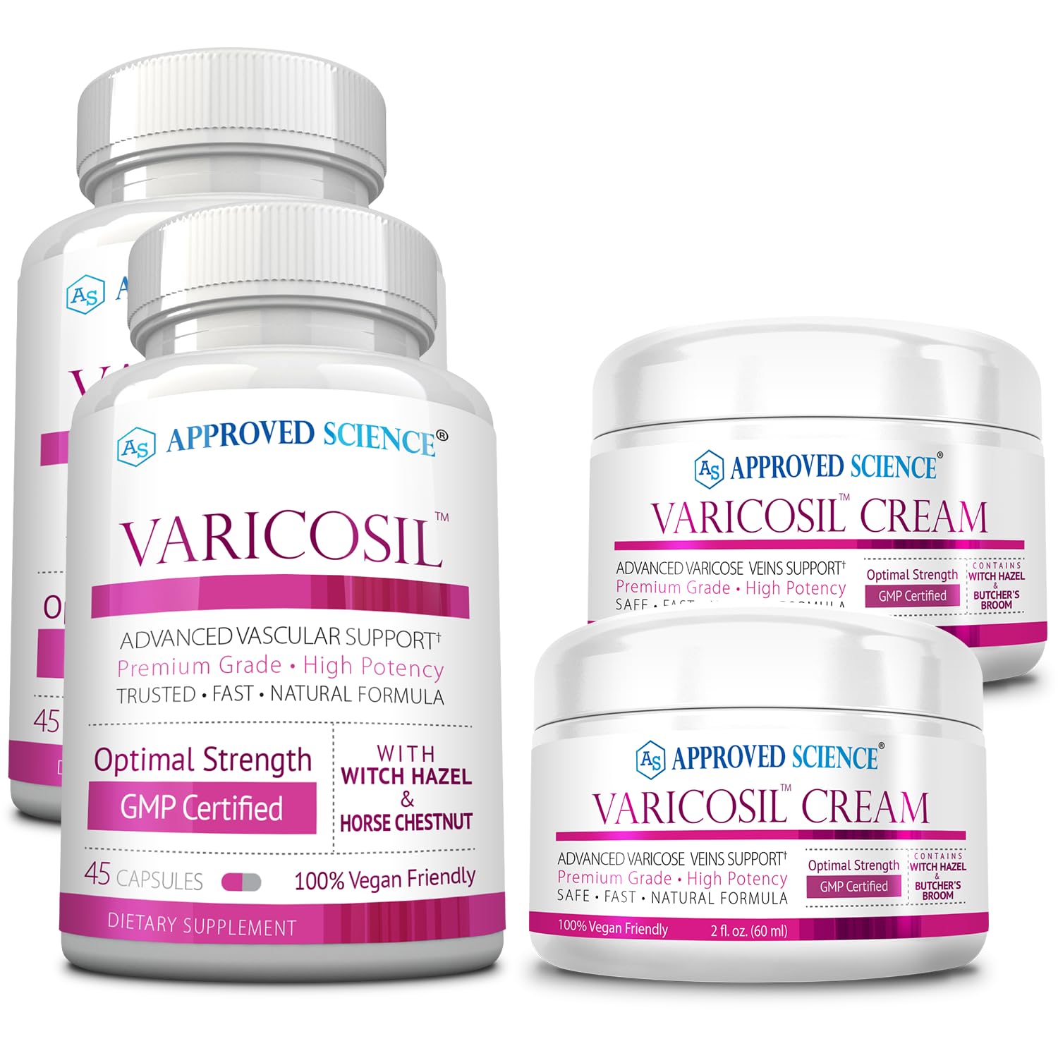 Cápsulas Varicosil en botella, apoyo potencial a la circulación diaria.