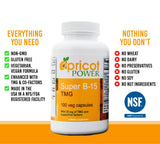 Apricot Power Super B-15: etiqueta detallada con ingredientes y beneficios.