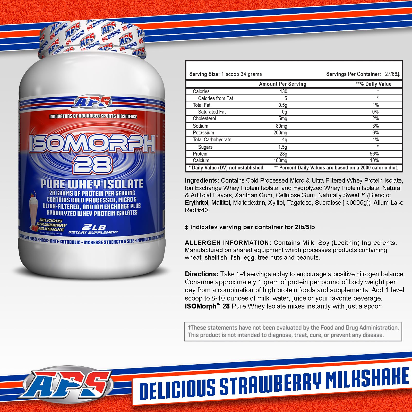 APS Nutrition IsoMorph 28 porcion proteina, muestra porcion medidora para dieta